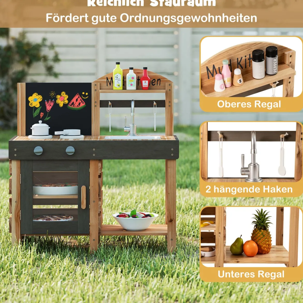 Outdoor Kinder Matschküche mit Tafel & Herden & Spüle Kinderküche Spielküche