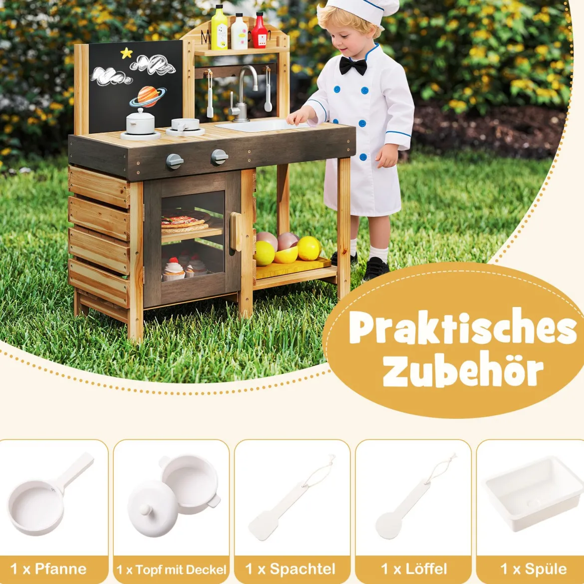 Outdoor Kinder Matschküche mit Tafel & Herden & Spüle Kinderküche Spielküche