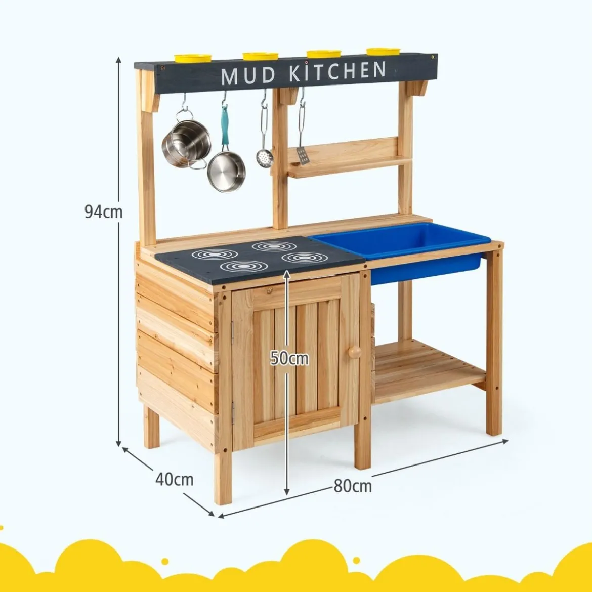 Outdoor Kinder Matschküche mit Abnehmbarem Waschbecken & Zubehör Spielküche Kinderküche