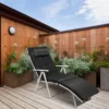 Outdoor Klappstuhl Loungesessel klappbar Liegestuhl einstellbar Gartenstuhl Schwarz