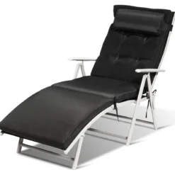 Outdoor Klappstuhl Loungesessel klappbar Liegestuhl einstellbar Gartenstuhl Schwarz