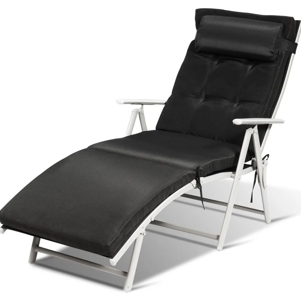Outdoor Klappstuhl Loungesessel klappbar Liegestuhl einstellbar Gartenstuhl Schwarz