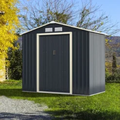 Outdoor-Metallschuppen Gartenhaus aus Stahl Schuppen 213 x 162 x 117 cm Grau