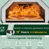Outdoor Pizzaofen mit Pizzastein & Pizzaschaufel & Thermometer & Klappbaren Beinen