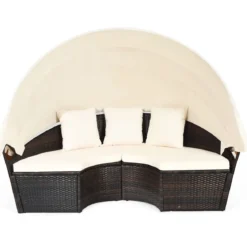Outdoor-Rund-Tagbett mit einziehbarem Baldachin 192 x 177 x 146 cm