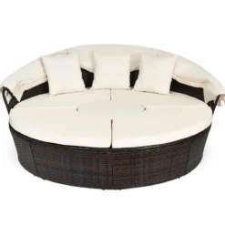 Outdoor-Rund-Tagbett mit einziehbarem Baldachin 192 x 177 x 146 cm