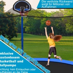 Outdoor-Trampolin Durchmesser 366 cm Gartentrampolin Schwarz + Blau