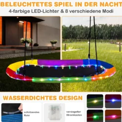 Ovale Nestschaukel bis 300 kg Belastbar Outdoor Schaukel mit Verstellbaren Seilen Kinderschaukel