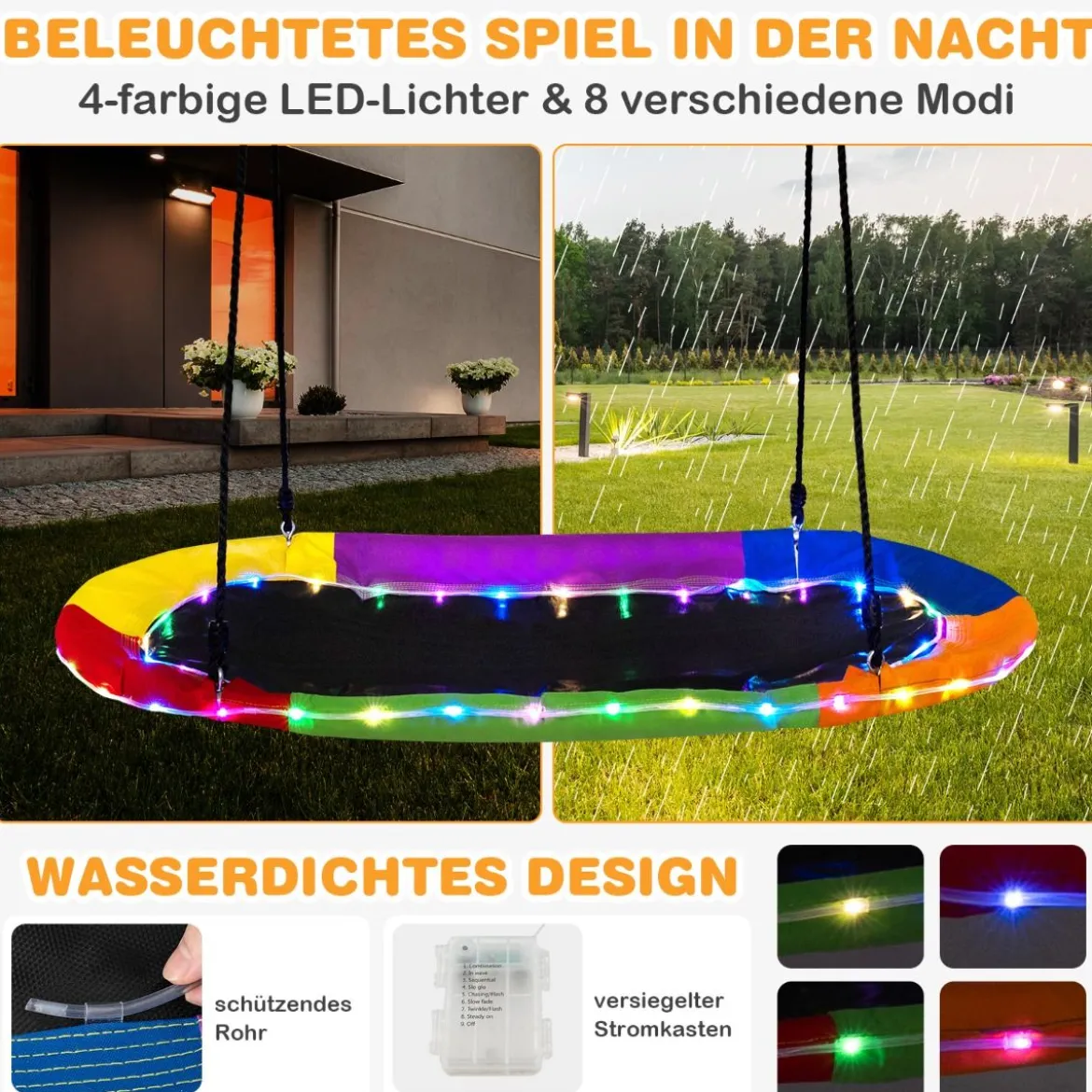 Ovale Nestschaukel bis 300 kg Belastbar Outdoor Schaukel mit Verstellbaren Seilen Kinderschaukel