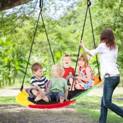 Ovale Nestschaukel bis 300 kg Belastbar Outdoor Schaukel mit Verstellbaren Seilen Kinderschaukel