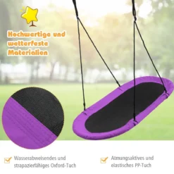 Ovale Nestschaukel Tellerschaukel mit 100-160cm höhenverstellbarem Seil für Kinder & Erwachsene Lila