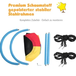 Ovale Nestschaukel Tellerschaukel mit 100-180cm höhenverstellbarem Seil für Indoor und Outdoor 150 x 80 cm Bunt