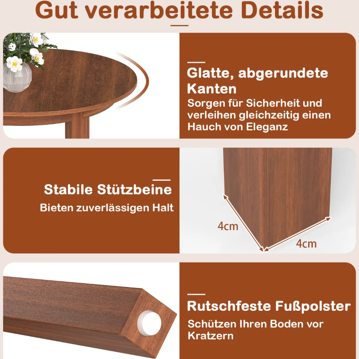 Ovaler Esstisch für 2-4 Personen Küchentisch aus Holz Esszimmertisch Holztisch Walnuss