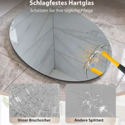 Ovales Badezimmerspiegel 70 x 50 cm beleuchteter Wandspiegel mit Anti-Beschlag Silber
