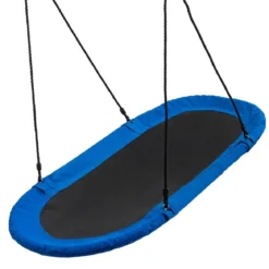 Ovale Schaukel Baumschaukel mit 100-160cm verstellbarer Höhe & mehrlagigem Seil für Kinder & Erwachsene Blau