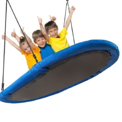 Ovale Schaukel Baumschaukel mit 100-160cm verstellbarer Höhe & mehrlagigem Seil für Kinder & Erwachsene Blau