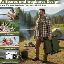 Oversize Klappbarer Campingstuhl für Erwachsene Schwerlast All-Terrain Klappstuhl Grün