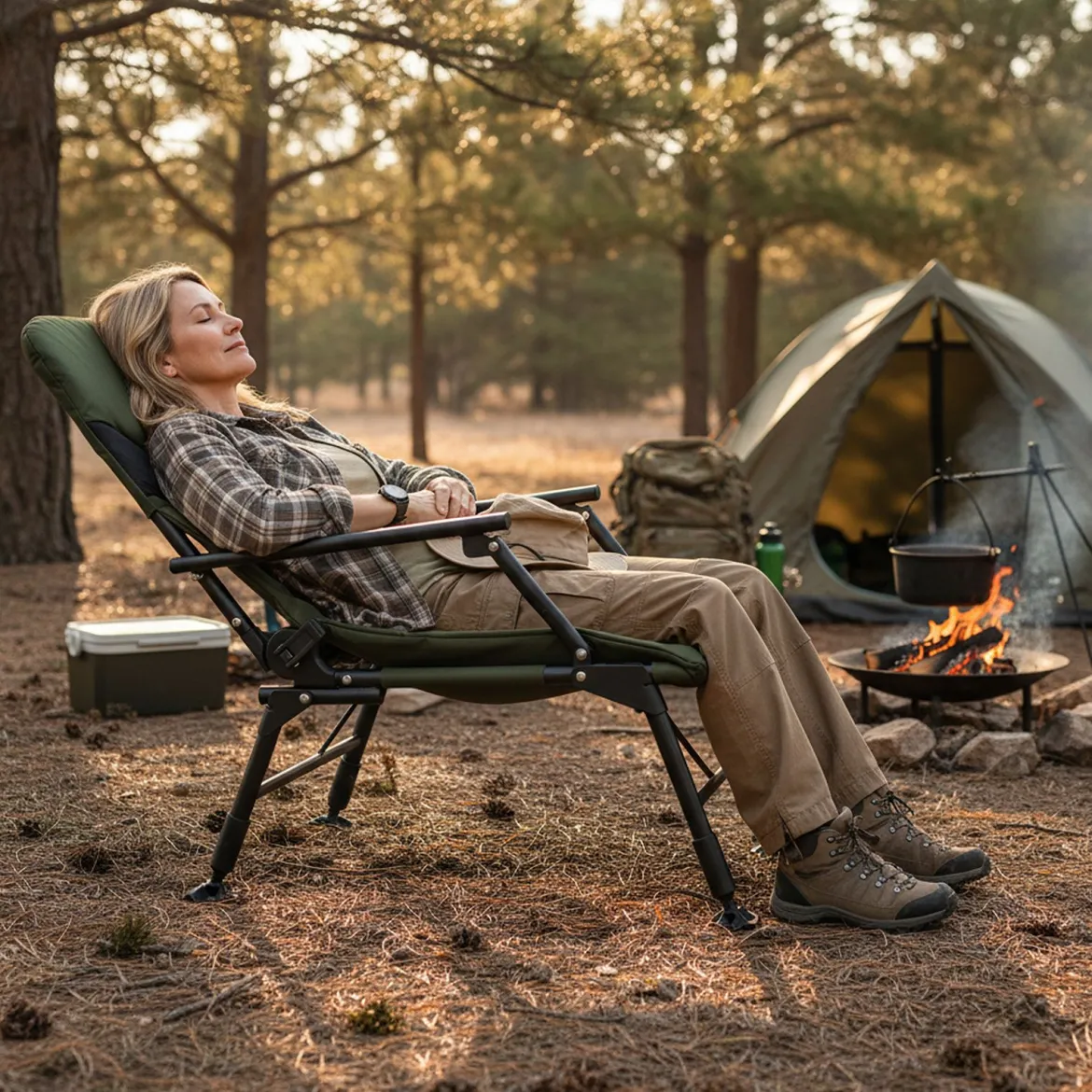 Oversize Klappbarer Campingstuhl für Erwachsene Schwerlast All-Terrain Klappstuhl Grün
