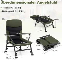 Oversize Klappbarer Campingstuhl für Erwachsene Schwerlast All-Terrain Klappstuhl Grün