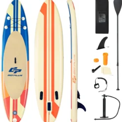 Paddel Brett Paddelboot Schwimmendes Paddelbrett 320 x 76 x 15 cm Streifen-Muster Bunt