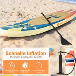 Paddel Brett Paddelboot Schwimmendes Paddelbrett 320 x 76 x 15 cm Streifen-Muster Bunt