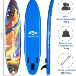 Paddle Board Stand-Up Aufblasbares Paddelbrett 335 x 76 x 15 cm Sternenhimmel-Muster Bunt