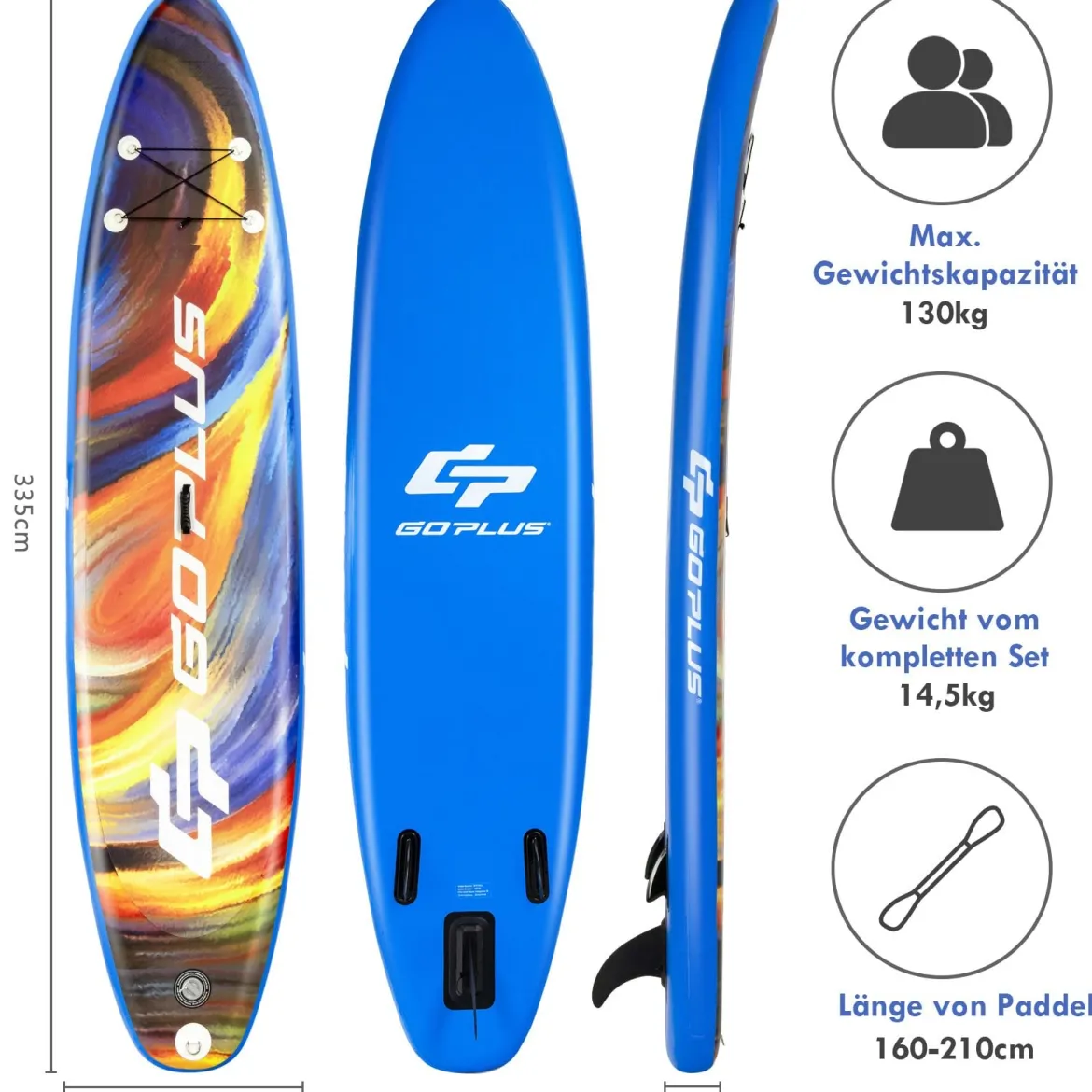 Paddle Board Stand-Up Aufblasbares Paddelbrett 335 x 76 x 15 cm Sternenhimmel-Muster Bunt