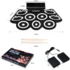 9 Pads E-Drum Roll-Up-Trommel inkl. Pedale & Drumsticks für Kinder und Anfänger Schwarz