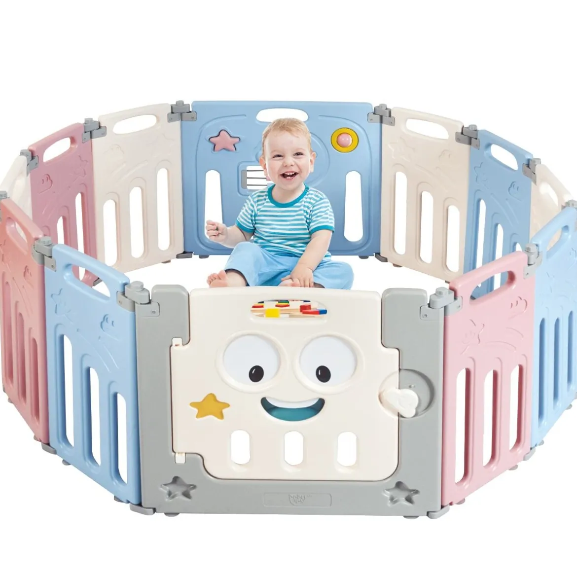 12 Paneele Laufgitter Baby Laufstall Absperrgitter Krabbelgitter