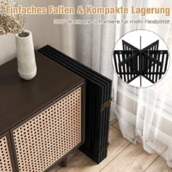 4 Paneelen Absperrgitter Hunde Schutzgitter klappbar Treppengitter 203 x 60 x 1,5 cm Braun