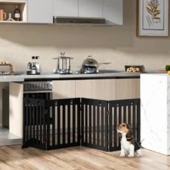 4 Paneelen Absperrgitter Hunde Schutzgitter klappbar Treppengitter 203 x 60 x 1,5 cm Braun