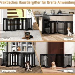 4 Paneelen Absperrgitter Hunde Schutzgitter klappbar Treppengitter 203 x 60 x 1,5 cm Braun