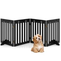 4 Paneelen Absperrgitter Hunde Schutzgitter klappbar Treppengitter 203 x 60 x 1,5 cm Braun