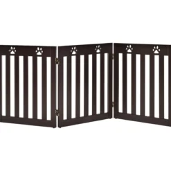 3 Paneelen Absperrgitter Hunde Schutzgitter klappbar für Haustiertor 151,5 x 60 x 1,5 cm Braun