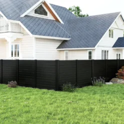 2 Paneele Sichtschutzzaun 123 x 123 cm Gartenzaun PVC mit 3 verzinkte Metall-Erdspieße Schwarz