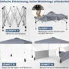 Pavillon 3 x 3m Faltpavillon mit 2 Seitenwänden & Tasche inkl. 4 Windseile & 4 Sandsäcke Grau