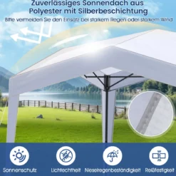 Pavillon 3x3 m Faltpavillon mit Rolltasche 8 Heringe & 4 Windseile Gartenpavillon Wasserdicht Stabil Winterfest (ohne Moskitonetz)