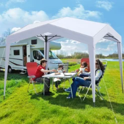 Pavillon 3x3 m Faltpavillon mit Rolltasche 8 Heringe & 4 Windseile Gartenpavillon Wasserdicht Stabil Winterfest (ohne Moskitonetz)
