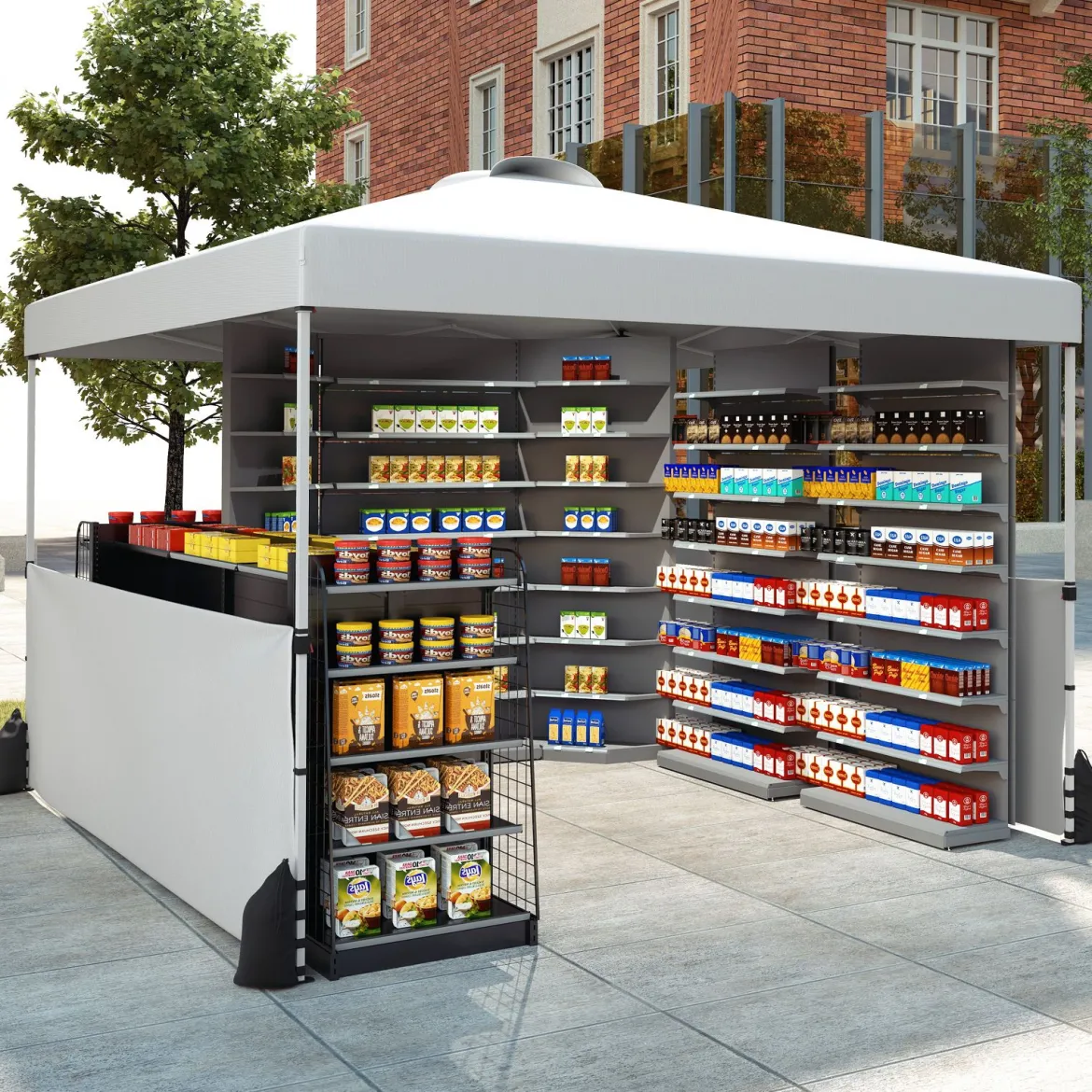 Pavillon 3 x 3m Faltpavillon mit 2 Seitenwänden & Tasche inkl. 4 Windseile & 4 Sandsäcke Weiß