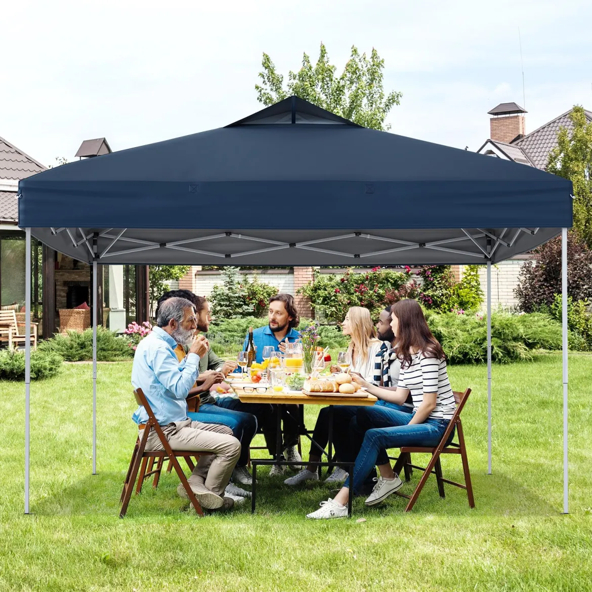Pavillon 3x3m Faltpavillon wasserdicht stabil UV-Schutz 50+ Partyzelt Faltzelt Marine