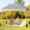 Pavillon 3 x 3 m Faltpavillon Wasserdicht mit Rolltasche inkl. 4 Windseile & 4 Sandsäcke & 8 Heringe Grau