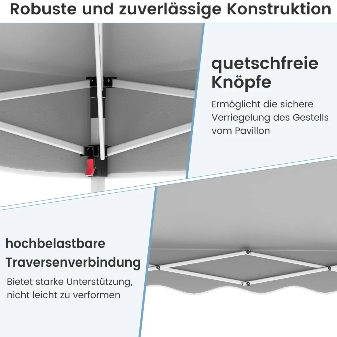 Pavillon 3 x 3 m Faltpavillon Wasserdicht mit Rolltasche inkl. 4 Windseile & 4 Sandsäcke & 8 Heringe Grau