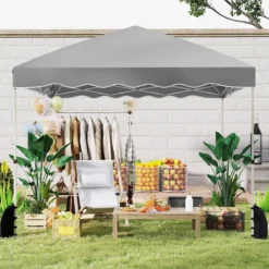 Pavillon 3 x 3 m Faltpavillon Wasserdicht mit Rolltasche inkl. 4 Windseile & 4 Sandsäcke & 8 Heringe Grau