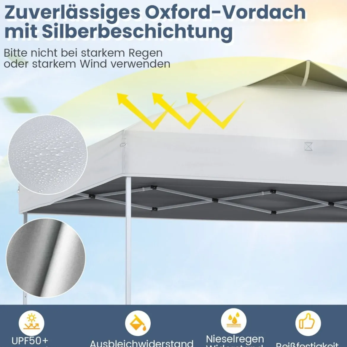 Pavillon 3x3m Faltpavillon wasserdicht stabil UV-Schutz 50+ Partyzelt Faltzelt Weiß