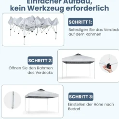 Pavillon 3x3m Faltpavillon wasserdicht stabil UV-Schutz 50+ Partyzelt Faltzelt Weiß