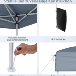 Pavillon 3 x 3 m Pop up Faltpavillon mit 4 Abnehmbaren Seitenwänden Schwarz/Grau/Weiß