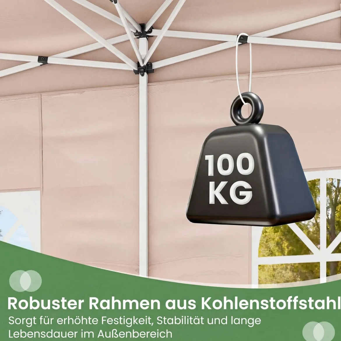 Pavillon 3x6m Pop-up Faltpavillon mit Metallrahmen 6 Seitenwänden & 6 Sandsäcke Gartenpavillon Grau/Weiß