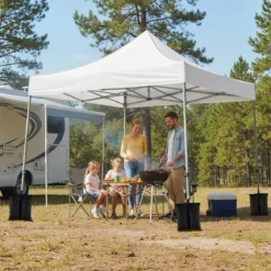 Pavillon 3x3 m Pop Up Gartenpavillon mit 3 Seitenwänden & 3-Stufiger Höhenverstellung
