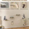5 PCS Katzen Kletterwand Kratzbaum mit Plattformen & Kratzbrett 2 Sitzstange mit Kissen