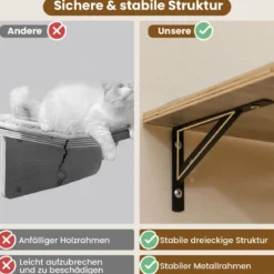 5 PCS Katzen Kletterwand Kratzbaum mit Plattformen & Kratzbrett 2 Sitzstange mit Kissen
